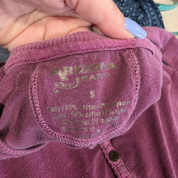 Elena Henley Vintage Arizona S Purple Long Sleeve Tee Fitted Lace Cuff Top TVD - Picture 14 of 16
